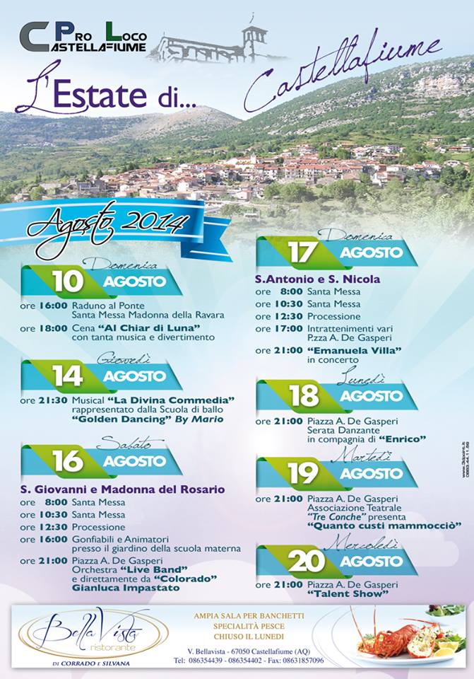 Calendatio Eventi Feste Patronali 2014 Castellafiume
